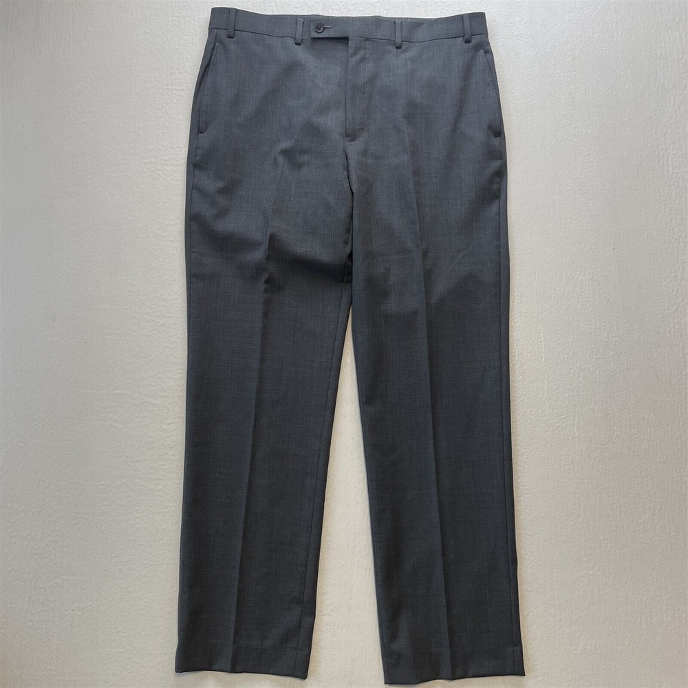 Michael Strahan 36x3‎ Gray Micro Check Straight Suit Slacks Dress Mens Pants
